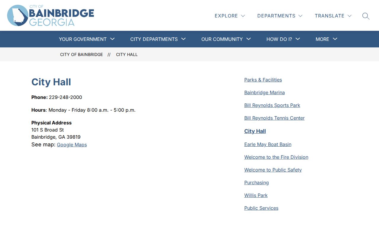 Bainbridge court docket City Hall contact in Decatur County