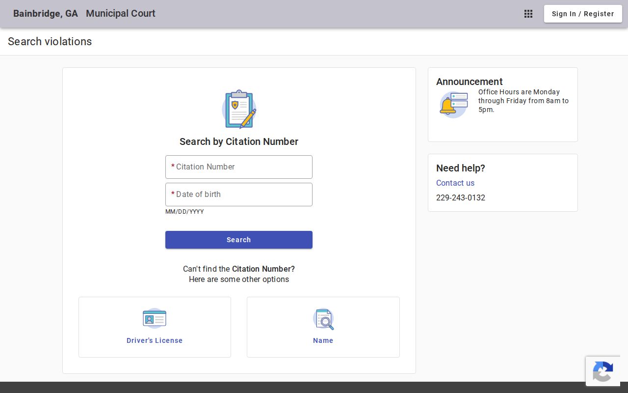 Bainbridge court docket municipal citation search portal