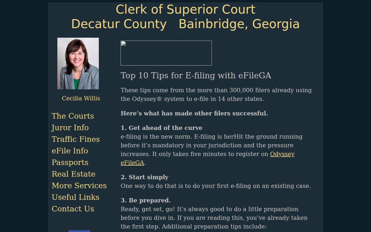 Decatur County civil docket eFileGA filing tips and PDF rules