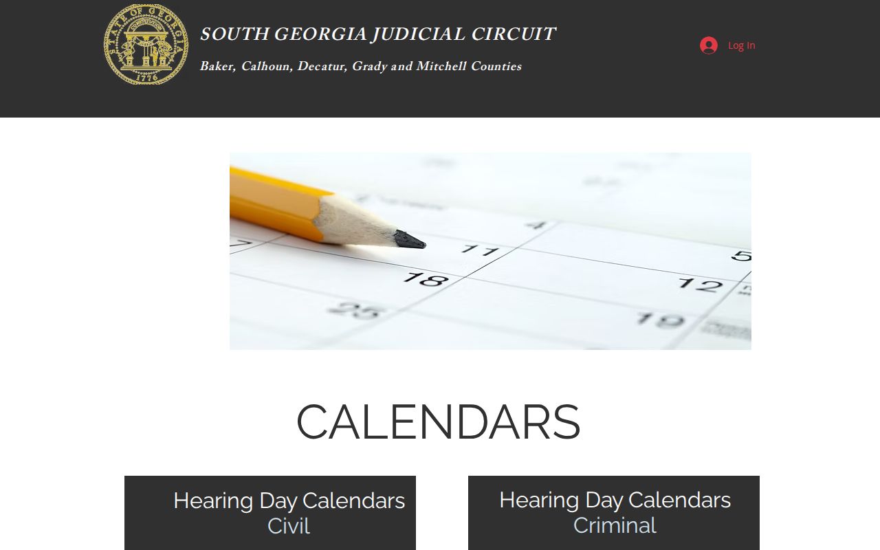 Decatur County court calendar index from South Georgia Judicial Circuit