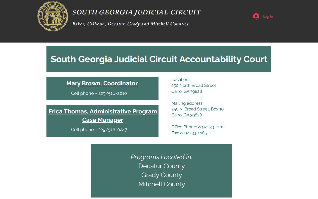 Decatur County criminal docket Accountability Court information from South Georgia Judicial Circuit