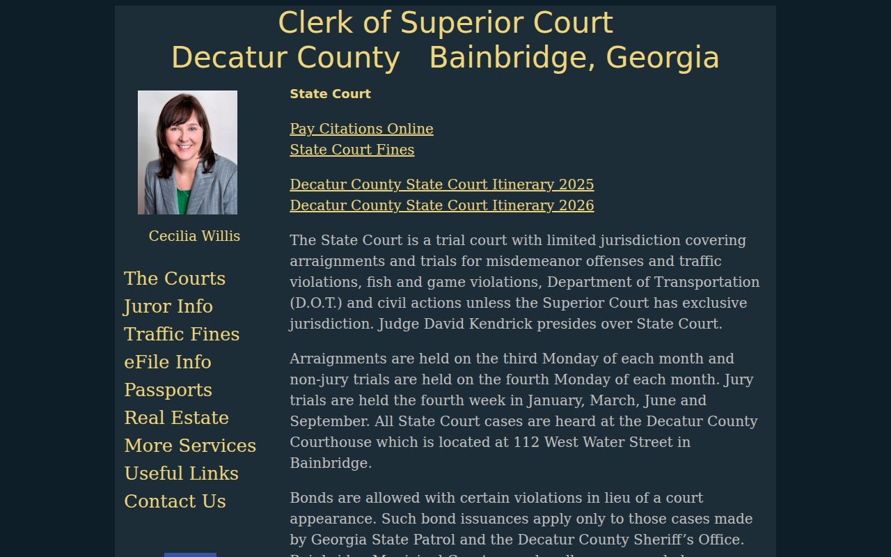 Decatur County criminal docket State Court information and jurisdiction
